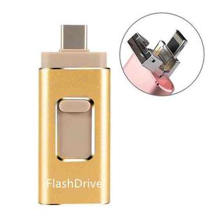 128GB SH02 USB 3.0 + 8 Pin + Mirco USB + Type-C 4 In 1 Mobile Computer U-Disk With OTG Function(Gold)