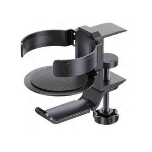 Rotating Cup Holder Headphone Holder Internet Cafe Monitor Headphone Hanger( Black)