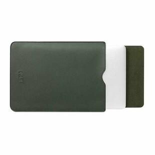 BUBM PGDNB-13 Vertical Square Type Solid Color PU Leather Waterproof Laptop Handbag Liner Bag, Size: 12 inch(Ink Green)