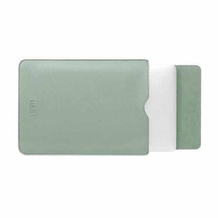 BUBM PGDNB-13 Vertical Square Type Solid Color PU Leather Waterproof Laptop Handbag Liner Bag, Size: 12 inch(Matcha Green)
