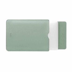 BUBM PGDNB-13 Vertical Square Type Solid Color PU Leather Waterproof Laptop Handbag Liner Bag, Size: 13 inch(Matcha Green)