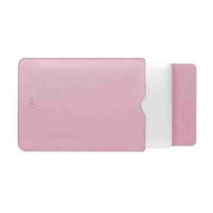 BUBM PGDNB-13 Vertical Square Type Solid Color PU Leather Waterproof Laptop Handbag Liner Bag, Size: 15 inch(Pink)