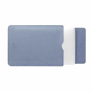 BUBM PGDNB-13 Vertical Square Type Solid Color PU Leather Waterproof Laptop Handbag Liner Bag, Size: 15 inch(Sky Blue)