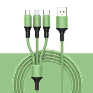 2 PCS ZZ034 USB To 8 Pin + USB-C / Type-C + Micro USB 3 In 1 Fast Charging Cable, Style: Silicone-Green