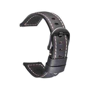 Quick Release Watch Band Crazy Horse Leather Retro Watch Band For Samsung Huawei,Size: 20mm (Black And Black Buckle)