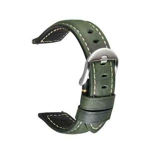 Quick Release Watch Band Crazy Horse Leather Retro Watch Band For Samsung Huawei,Size: 20mm (Army Green Silver Buckle)