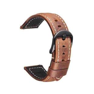 Quick Release Watch Band Crazy Horse Leather Retro Watch Band For Samsung Huawei,Size: 22mm (Dark Brown Black Buckle)