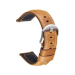 Quick Release Watch Band Crazy Horse Leather Retro Watch Band For Samsung Huawei,Size: 24mm (Light Brown Silver Buckle)