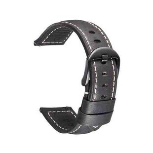 Quick Release Watch Band Crazy Horse Leather Retro Watch Band For Samsung Huawei,Size: 24mm  (Black And Black Buckle)