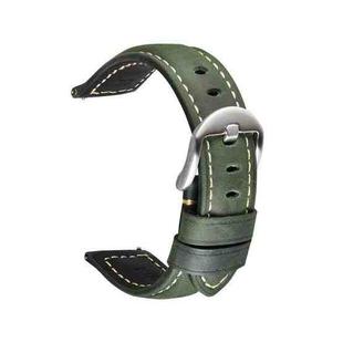 Quick Release Watch Band Crazy Horse Leather Retro Watch Band For Samsung Huawei,Size: 24mm (Army Green Silver Buckle)