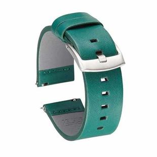 Square Hole Quick Release Leather Watch Band For Samsung Gear S3, Specification: 18mm(Green - Silver Buckle)
