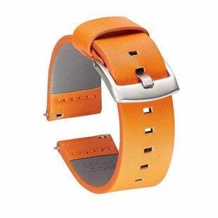Square Hole Quick Release Leather Watch Band For Samsung Gear S3, Specification: 18mm(Orange - Silver Buckle)