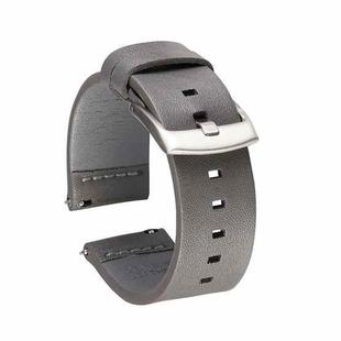 Square Hole Quick Release Leather Watch Band For Samsung Gear S3, Specification: 18mm(Gray - Silver Buckle)