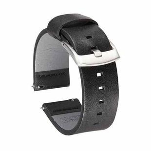 Square Hole Quick Release Leather Watch Band For Samsung Gear S3, Specification: 20mm(Black -Silver Buckle)