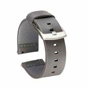 Square Hole Quick Release Leather Watch Band For Samsung Gear S3, Specification: 22mm(Gray - Silver Buckle)