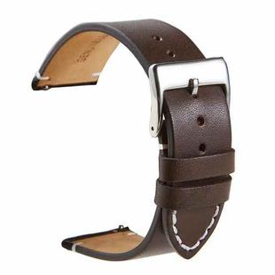 First Layer Retro Cowhide Frosted Leather Quick Release Universal Watch Band, Size： 16mm(Deep Brown)