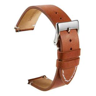 First Layer Retro Cowhide Frosted Leather Quick Release Universal Watch Band, Size： 22mm(Light Brown)