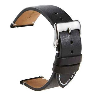 First Layer Retro Cowhide Frosted Leather Quick Release Universal Watch Band, Size： 24mm(Black)