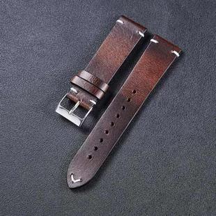 HB001 Color-Changing Retro Oil Wax Leather Universal Watch Band, Size: 18mm(Deep Brown)