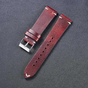 HB001 Color-Changing Retro Oil Wax Leather Universal Watch Band, Size: 22mm(Wine Red)