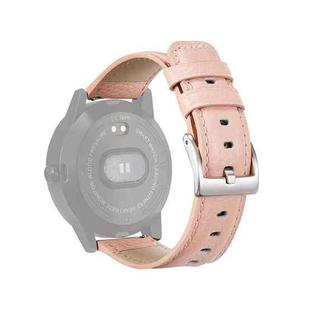 HHJ22 Quick Release Leather Watch Band For Samsung/Huawei Smart Watches, Size: 20mm(Lychee Pattern Pink Silver Buckle)