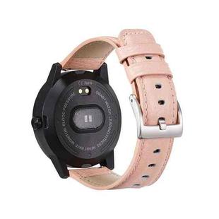 HHJ22 Quick Release Leather Watch Band For Samsung/Huawei Smart Watches, Size: 22mm(Lychee Pattern Pink Silver Buckle)