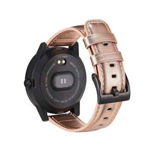 HHJ22 Quick Release Leather Watch Band For Samsung/Huawei Smart Watches, Size: 22mm(Needle Pattern Pearl Pink Black Buckle)