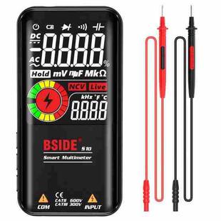 BSIDE Digital Multimeter 9999 Counts LCD Color Display DC AC Voltage Capacitance Diode Meter, Specification: S10 Dry Battery Version (Black)