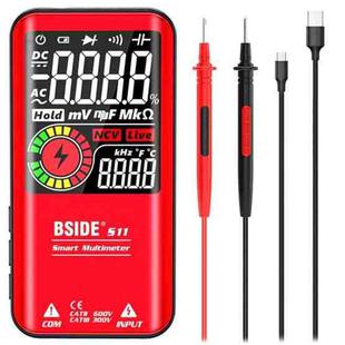 BSIDE Digital Multimeter 9999 Counts LCD Color Display DC AC Voltage Capacitance Diode Meter, Specification: S11 Recharge Version (Red)