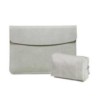 Horizontal Litchi Texture Laptop Bag Liner Bag For MacBook 15.4 Inch A1398(Liner Bag+Power Bag Gray)