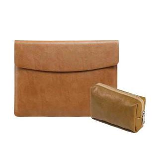 Horizontal Litchi Texture Laptop Bag Liner Bag For MacBook   13 Inch A1708 / 1706/1989 / A2337 / A2338(Liner Bag+Power Bag Yellow)