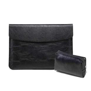 Horizontal Litchi Texture Laptop Bag Liner Bag For MacBook Pro 16 Inch A2141(Liner Bag+Power Bag Black)