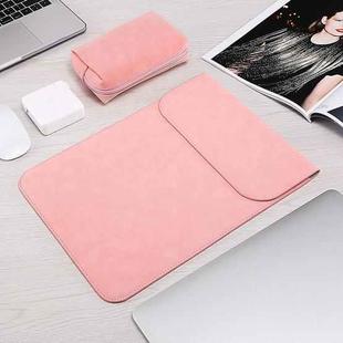 HL0008-014 Notebook Frosted Computer Bag Liner Bag + Power Supply Bag, Applicable Model: 13.3 inchAIR(A1502/1425/1466/1369)( Pink)