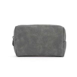 2 PCS  Portable Digital Accessory Leather Bag Single Layer Storage Bag, Colour: Frosted(Dark Gray)