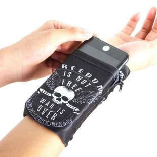 Outdoor Sports Phone Arm Bag Elastic Breathable Cycling Running Wrist Bag For Mobile Phones Under 5.5 inch(Skull)