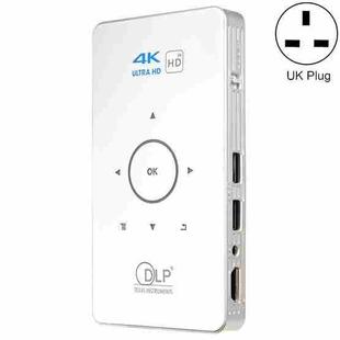 C6 1G+8G Android System Intelligent DLP HD Mini Projector Portable Home Mobile Phone Projector， UK Plug (White)