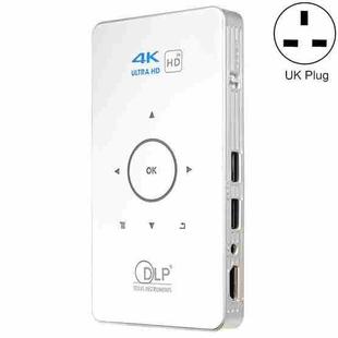 C6 2G+16G Android Smart DLP HD Projector Mini Wireless Projector， UK Plug (White)