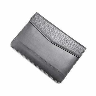 Horizontal  Embossed Notebook Liner Bag Ultra-Thin Magnetic Holster, Applicable Model: 13-14 inch(Gray)