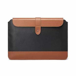 Horizontal Microfiber Color Matching Notebook Liner Bag, Style: Liner Bag (Black + Brown), Applicable Model: 14-15.4 Inch