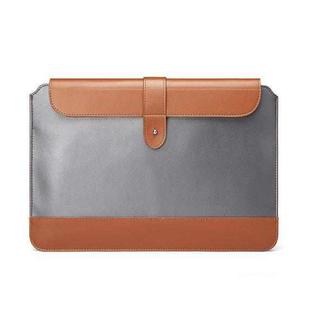 Horizontal Microfiber Color Matching Notebook Liner Bag, Style: Liner Bag (Gray + Brown), Applicable Model: 14-15.4 Inch