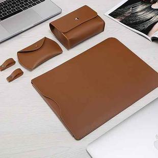 Locked Side Laptop Liner Bag For MacBook Air 13.3 inch A1466/A1369(4 In 1 Brown)