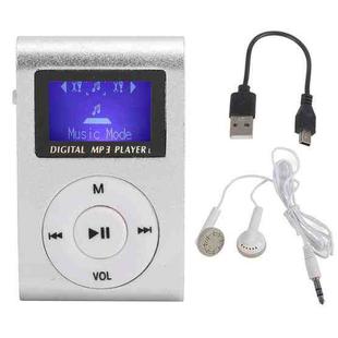 512M+Earphone+Cable Mini Lavalier Metal MP3 Music Player with Screen(Silver Gray)