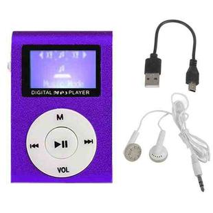 128M+Earphone+Cable Mini Lavalier Metal MP3 Music Player with Screen(Purple)
