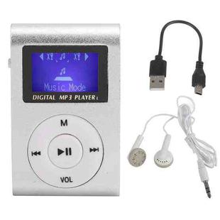 128M+Earphone+Cable Mini Lavalier Metal MP3 Music Player with Screen(Silver Gray)