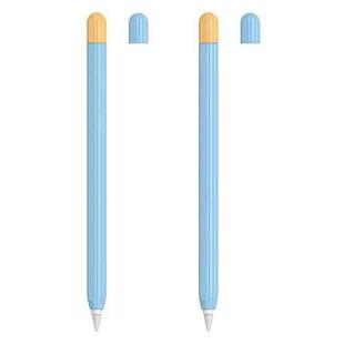 2 Sets 5 In 1 Stylus Silicone Protective Cover + Two-Color Pen Cap + 2 Nib Cases Set For Apple Pencil 2 (Blue)