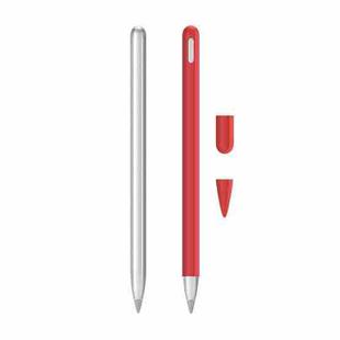 2 Sets 3 In 1 Stylus Silicone Protective Cover + Two-Color Pen Cap Set For Huawei M-Pencil(Red)