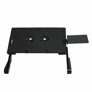 T8 Aluminum Alloy Folding & Lifting Laptop Desk Office Desk Heightening Bracket with Fan & Mouse Board (Black)