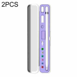 2 PCS Silicone Stylus Storage Box For Apple Pencil 1 / 2(Cloves Purple)