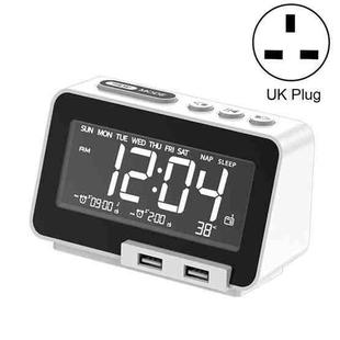 K5 Wireless Bluetooth Speaker Desktop Alarm Clock Radio, Specification: UK Plug(White)