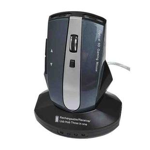 M-011G 2.4GHz 6 Keys Wireless Charging Mouse Office Game Mouse(Black + Royal Blue)